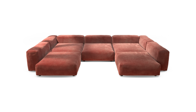 vetsak | Sofa Set 06 - Cord Velour - Brick | Modular Sofa | 6.5 Seater | Big Sofa | U-Shape | Corner Sofa