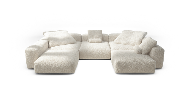 vetsak | Sofa Set 06 - doodle - creme | Modular Sofa | 6.5 Seater | Big Sofa | U-Shape | Corner Sofa