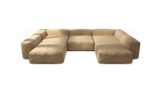 vetsak | Sofa Set 06 - leather - beige | Modular Sofa | 6.5 Seater | Big Sofa | U-Shape | Corner Sofa