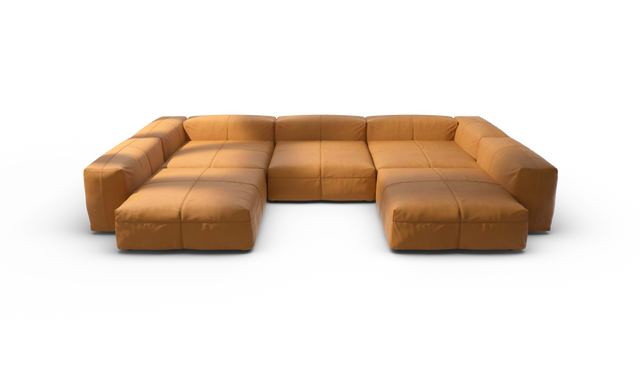vetsak | Sofa Set 06 - Leather - Brown | Modular Sofa | 6.5 Seater | Big Sofa | U-Shape | Corner Sofa