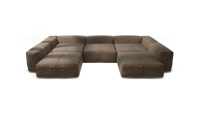 vetsak | Sofa Set 06 - leather - cacao | Modular Sofa | 6.5 Seater | Big Sofa | U-Shape | Corner Sofa