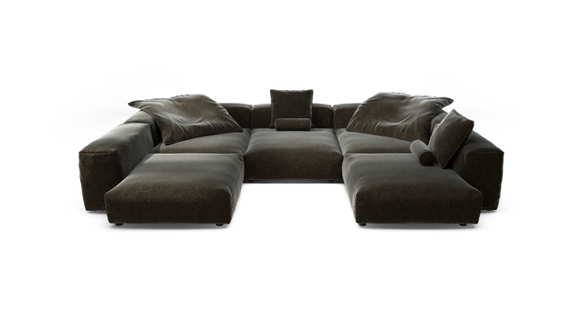vetsak | Sofa Set 06 - suave - anthracite | Modular Sofa | 6.5 Seater | Big Sofa | U-Shape | Corner Sofa