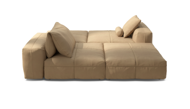 vetsak | Sofa Set 08 - Daybed - leather - beige | Modular Sofa | 6 Seater | Outdoor Island | Double lounger