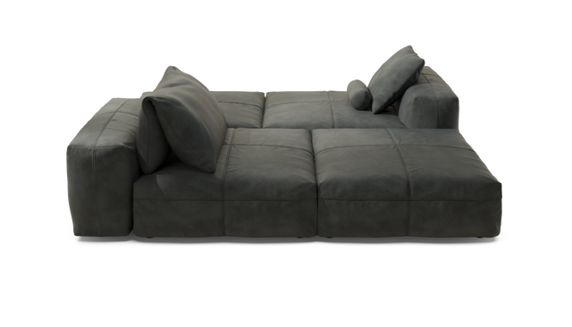 vetsak | Sofa Set 08 - Daybed - leather - dark grey | Modular Sofa | 6 Seater | Outdoor Island | Double lounger