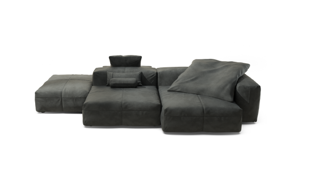vetsak | Sofa Set 09 - The Island - leather - dark grey | Modular Sofa | 7 Seater | Sofa Island
