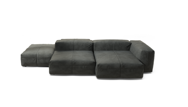 vetsak | Sofa Set 09 - The Island - leather - dark grey | Modular Sofa | 7 Seater | Sofa Island
