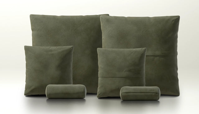 pillow set 3 - leather - olive