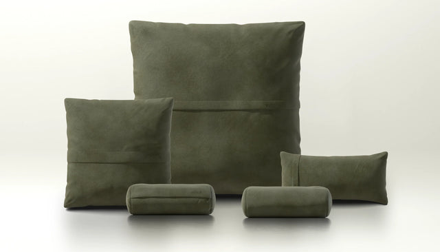 pillow set 4 - leather - olive