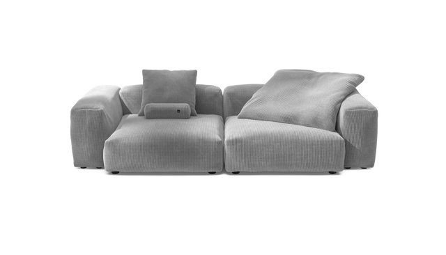 vetsak | Sofa Set 02 Large - Cord Velour - Light Grey | Modular Sofa | 3.5 Seater | Big Sofa