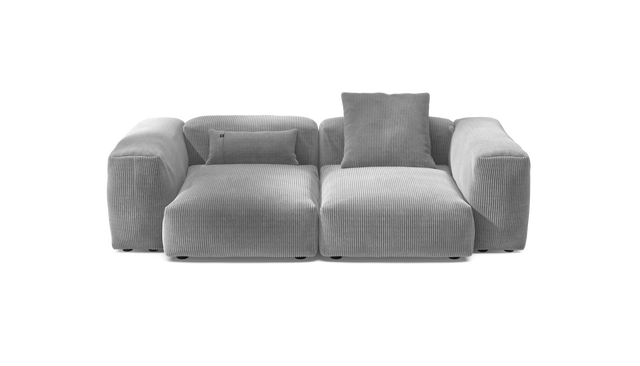 vetsak | Sofa Set 02 Medium - Cord Velour - Light Grey | Modular Sofa | 2.5 Seater | Big Sofa