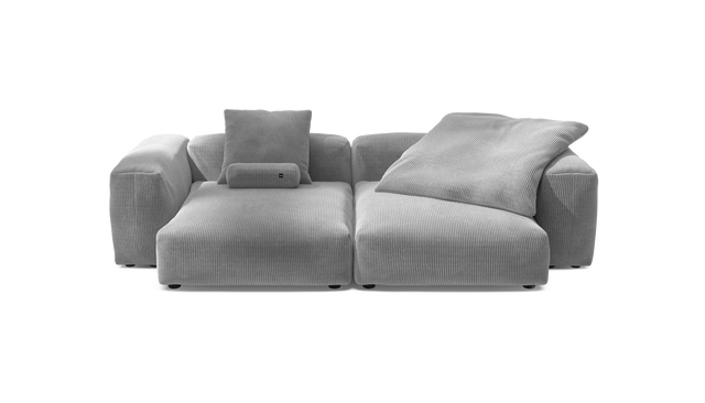 vetsak | Sofa Set 02 XLarge - Cord Velour - Light Grey | Modular Sofa | 3.5 Seater | Big Sofa