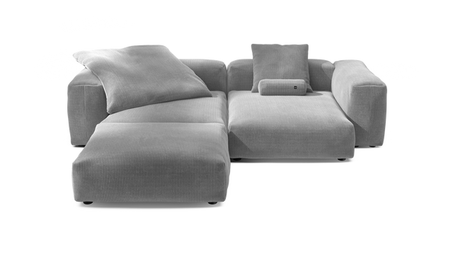 vetsak | Sofa Set 03 - Cord Velour - Light Grey | Modular Sofa | 3.5 Seater | Big Sofa | Corner Sofa