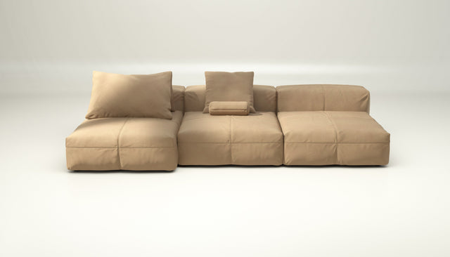 vetsak | Sofa Set 04 - leather - beige | Modular Sofa | 5 Seater | Big Sofa