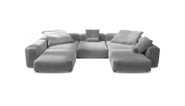 vetsak | Sofa Set 06 - Cord Velour - Light Grey | Modular Sofa | 6.5 Seater | Big Sofa | U-Shape | Corner Sofa