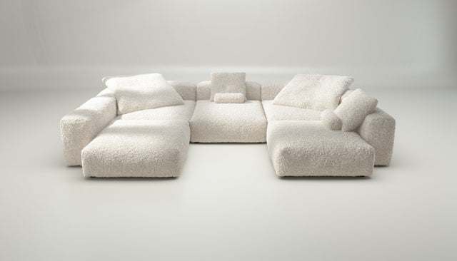 vetsak | Sofa Set 06 - doodle - creme | Modular Sofa | 6.5 Seater | Big Sofa | U-Shape | Corner Sofa