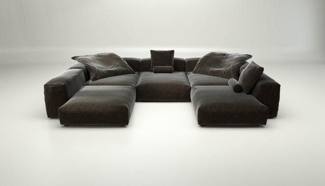 vetsak | Sofa Set 06 - suave - anthracite | Modular Sofa | 6.5 Seater | Big Sofa | U-Shape | Corner Sofa