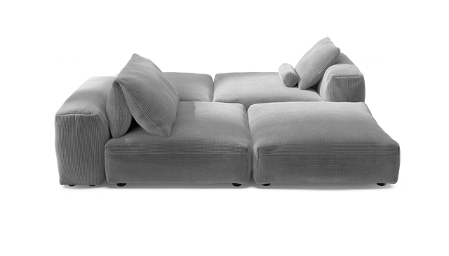 vetsak | Sofa Set 08 - Daybed - Cord Velour - Light Grey | Modular Sofa | 6 Seater | Outdoor Island | Double lounger