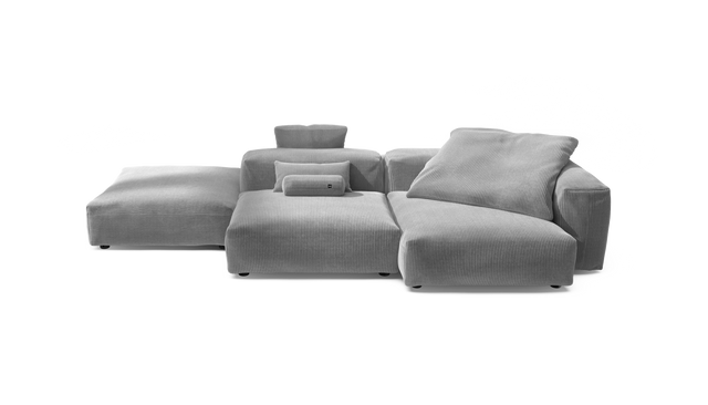 vetsak | Sofa Set 09 - The Island - Cord Velour - Light Grey | Modular Sofa | 7 Seater | Sofa Island